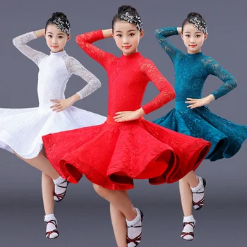 nėriniai mergina lotynų šokių suknelė konkurencijos vaikų mergaičių konkurencijos pramoginiai vaikams sijonas tango salsa dancewear praktikos dėvėti 2
