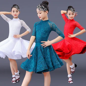 nėriniai mergina lotynų šokių suknelė konkurencijos vaikų mergaičių konkurencijos pramoginiai vaikams sijonas tango salsa dancewear praktikos dėvėti 3