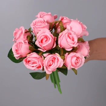 12head Dirbtinio Šilko Rožė Gėlių Puokštė Netikrą Rožių Žiedų Vestuvių Nuotakos Puokštė Namų Stalo Dekoro Valentino Diena Dovana 4