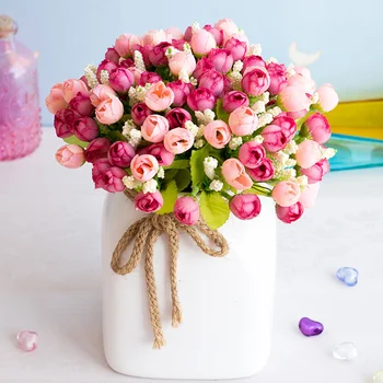1Set Dirbtinių Gėlių Puokštė Rožių Nuotakos Vestuvių Reikmenys, Namų Dekoravimo, Pavasario Star Bud Ir Nykščio Rose 4