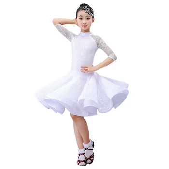 nėriniai mergina lotynų šokių suknelė konkurencijos vaikų mergaičių konkurencijos pramoginiai vaikams sijonas tango salsa dancewear praktikos dėvėti 4