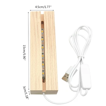 USB Powered Naktį Šviesos Buko Medienos Medžiagos LED Šviesos Pagrindai 