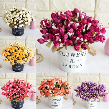 1Set Dirbtinių Gėlių Puokštė Rožių Nuotakos Vestuvių Reikmenys, Namų Dekoravimo, Pavasario Star Bud Ir Nykščio Rose 5