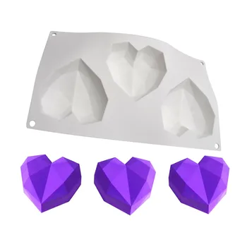 3 tvirtinimo taškai 4 Colių Deimantų Širdies Silikono Mousse Cake Ledo Pelėsių 