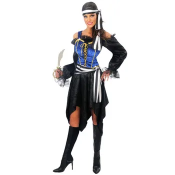 Mėlyna Piratų Dress Kostiumai Moterims Karnavalas Šalis Dress Helovinas Karnavalas Kostiumas Moterų Naujovė Drabužių